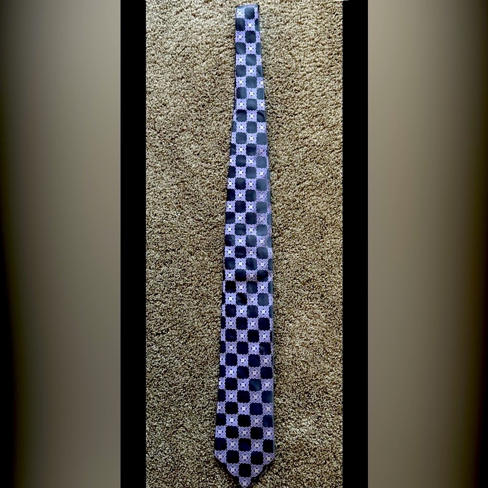 Ike Behar Purple and Black Checkered Tie
